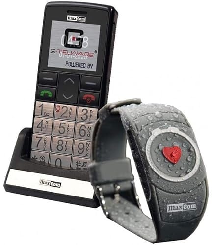 G-TELWARE Seniorenhandy mit SOS Armband MAXCOM MM715 Original Armbandsender
