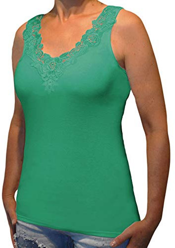 Toker Collection Hübsches Damen Unterhemd mit extra breiter Spitze in versch. Farben