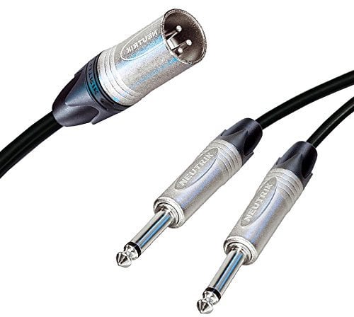 Neutrik Male XLR Split into 2 Dual Mono Jacks Cable Splitter Summing Lead 3 m Plus (1.5 m, Black)