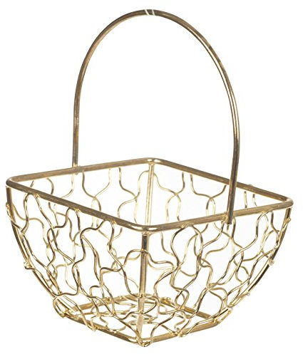 URBNLIVING Square Small Gold Wire Mesh Basket