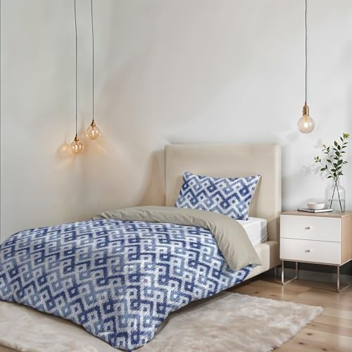 Bügelfreie Bettwäsche-Garnitur FANTASY - Hergestellt in Italien - Bettwäsche-Set - 1,5-Personen-Bett, Mikrofaser - Bezug 200x200 cm + Einschlagklappe und Kissenbezug 50x80 cm - Rombi