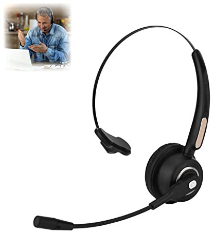 Call Center Casque Bluetooth 12 Heures avec Suppression du Bruit pour Ordinateur, téléphone, appareils Bluetooth