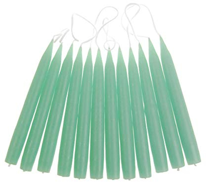 hdg Baumkerzen 12er Pack handgefertigte Kerzen aus Dänemark Ø 1,3 cm / 12 cm, Kerzen Farbe: grün