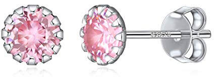 ChicSilver 925 damen birthstone Ohrstecker Silber Authentische Geburtsstein Ohrstecker Für Frauen Oktober Rosa Edelstein Schmuck Ohrringe Ohrstecker