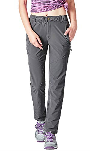donhobo Damen Outdoorhose Winddicht Wasserdicht Wanderhose Sommer Schnell Trockend Camping Funktionshose Trekkinghose (Dunkelgrau,M)