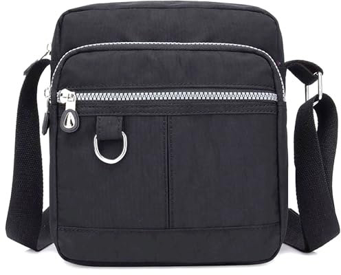 GFM® Womens Nylon Waterproof Cross Body Shoulder Bag - S1-Black - (NCB-9925-KL)