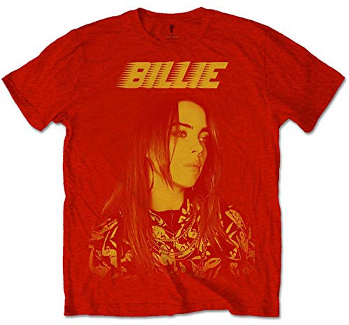 Billie Eilish Herren Billiets15MR05 T-Shirt, rot, S