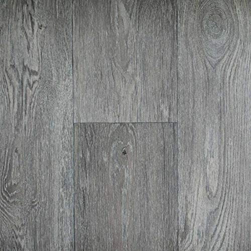 247Floors Flash Wood Plank Effect Vinyl Flooring 2.3mm Realistic Foam Backed Lino Slip Resistant (4m x 3m / 13ft 1 x 9ft 10, Weathered Oak Planks)