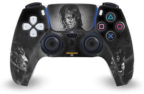 Head Case Designs Daryl Doppelte Belichtung Daryl Dixon Grafiken Vinyl Frontplatte Haut Gaming Aufkleber Abziehbild Abdeckung kompatibel mit Sony PlayStation 5 PS5 DualSense Controller