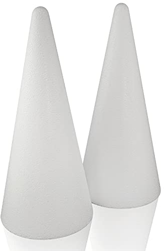 MCE-Commerce A32122 2 Stück Styroporkegel Höhe, Polystyrol, Weiß, Ø 12 cm 27 cm
