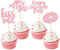 Gyufise 24 Stück rosa Glitzer Happy Valentine's Day Cake Toppers Be Mine Cake Toppers Kiss Me Lippenstift für Valentinstag Thema Süße Liebe Thema Hochzeit Verlobung Brautdusche Party Kuchen