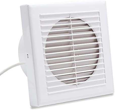 Lospitch Ø 150mm Badlüfter Wandventilator Mit Ruckstauklappe Badventilator, Leise Ventilator, Weiß Ventilator Küche WC Bad, Standard-Lüftungs