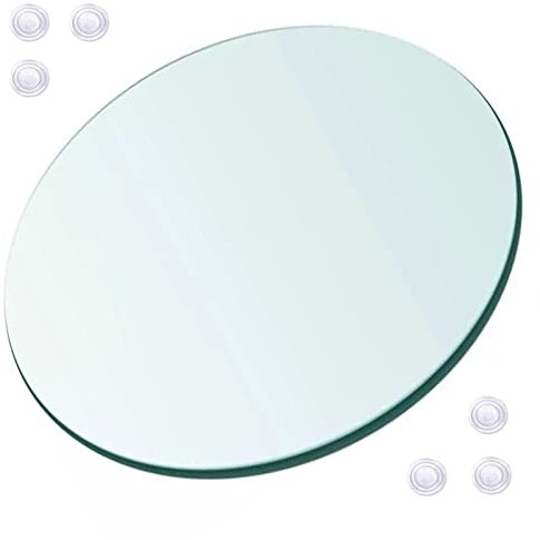 KDLKCT6 Dessus De Table Ronde Verre Trempé, Ø 38cm•45cm•55cm•65cm•75cm•80cm,Vitre en Verre De Sécurité De 9 Mm,Bon Brillant,Facile À Installer, Verre Plat Transparent,Bords Polis