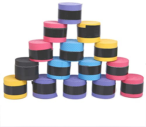 VASANA 30 Stück Schläger-Griffbänder für Badminton, Tennis, Übergriffschutz, rutschfest, für Angelrute, absorbiert Schweiß, zufällige Farbe, 109,2 cm Länge