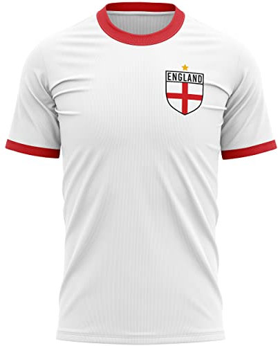 England Badge Ringer T Shirt Football Supporters Ringer Tee English, XL, White/Red