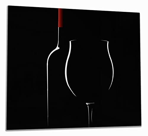 Wallario Herdabdeckplatte/Spritzschutz aus Glas, 1-teilig, 60x52cm, für Ceran- und Induktionsherde, Rotwein bei Nacht