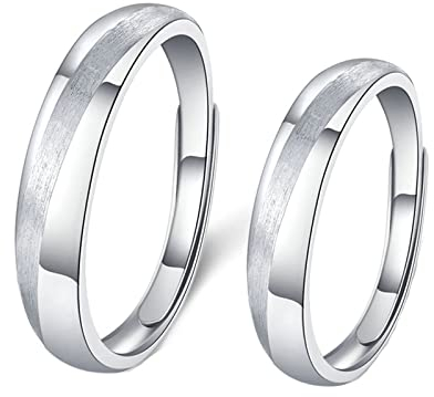 ANAZOZ Verlobungsring Silber 925, Eheringe Paarpreis mit Gravur Trauringe Verstellbar Silberner Mattring
