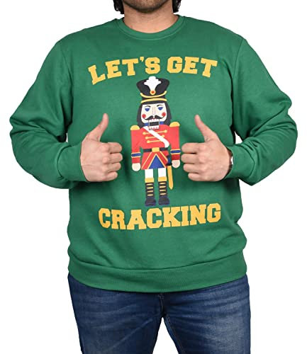 True Face Christmas Jumper Pullover Sweatshirts Novelty Xmas Print Long Sleeve Crew Neck Body Warmer Top Green - Guard M