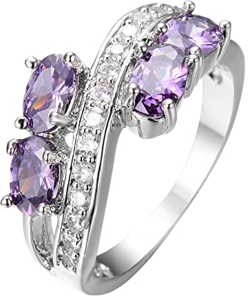 Yowablo Ring zarter funkelnd blau Set für Damen Schmuck Schmuck-Set Luxus-Ringe Kette Mit Ringen Ineinander