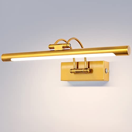 TYhogar LED Spiegelleuchte 40cm Badezimmer Lampe Messing 10W Spiegellampe Dimmbar Spiegelleuchte mit Schalter Schminklicht IP44 Wandleuchte Innen für Wandbeleuchtung und Spiegel Beleuchtung