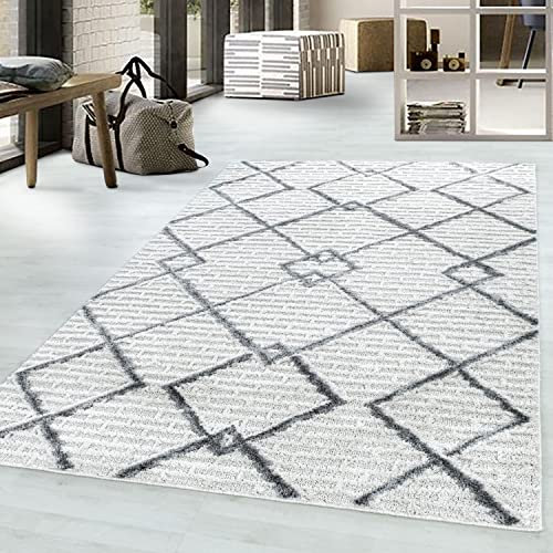 Morhane Pisa Trian Teppich hochflor rechteckig 60x110cm Creme