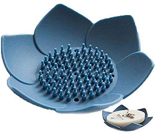 Stakee Lotusform Seifenkiste Selbstentleer Seifenhalter Seifenschale Gericht Silikon -abflussgericht Für Badezimmer Küche