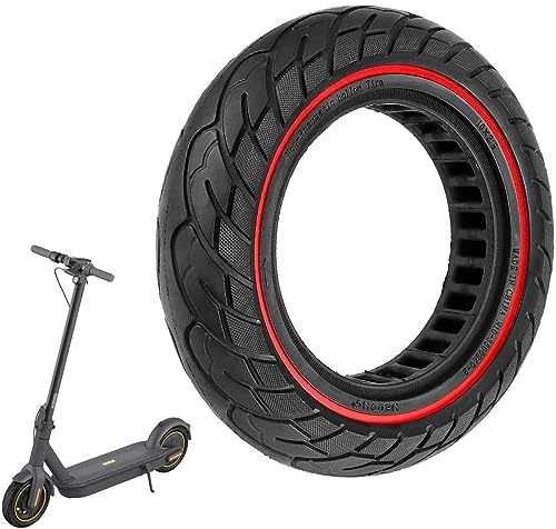 VOLOHAS 60/70-6,5 Vollgummireifen 10 * 2,5 Solide Reifen für Segway Ninebot Max G30 / G30E / G30LP Elektroroller vorne oder hinten Wabenreifen Anti-Rutsch Pannensicher (Rote Streifen 1 PCS)