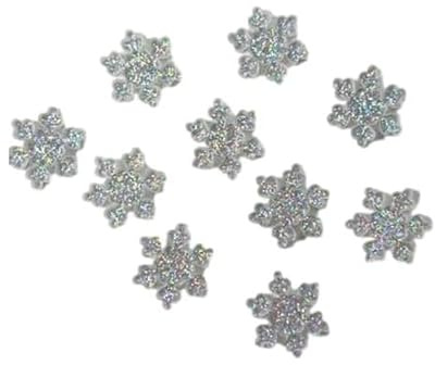 Syntego 10 Stück glitzernde Mini-Schneeflocken-Verzierungen aus Kunstharz in AB-Optik zum Basteln, für besondere Anlässe und Weihnachten