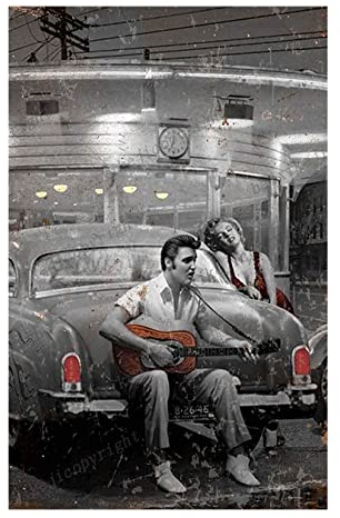 Wall Art Picture Canvas Print Legendary Crossroads Marilyn Monroe Elvis Presley Vintage Poster Wall Decor Artwork for Bar Cafe Bedroom Home Wall Picture Unframed,60x90cm