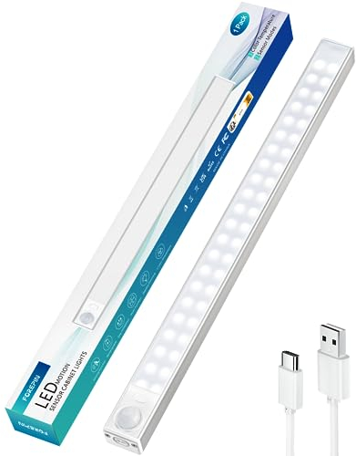 Forepin Unterbauleuchte Küche LED, 88LEDs Schranklicht mit Bewegungsmelder 2000mAh USB-C Wiederaufladbar Schrankbeleuchtung LED Sensor Licht Nachtlicht für Garderobe, Küche, Badezimmer, Schlafzimmer