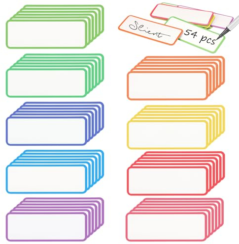 54 Stück Magnetstreifen Beschreibba, 8x3cm Wiederverwendbare Namensetiketten, 9 Farben Whiteboard Magnete für Whiteboards, Spind, Kühlschrank, Schule, Büro oder Zuhause