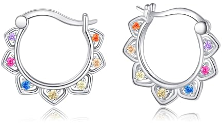 Chakra Ohrringe 925 Sterling Silber Petal Floral Lotus Creolen Ohrringe Chakra Schmuck Yoga Geschenke für Damen Frauen Mädchen Mutter