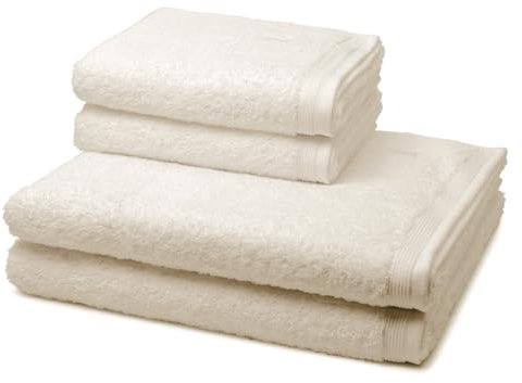 Möve - 4 teiliges Frottier-Set - Superwuschel (2 X Handtuch 2 X Duschtuch im Set) - 520 g/m2 - Baumwolle - Walkfrottee - saugstark - weich und flauschig - Nature
