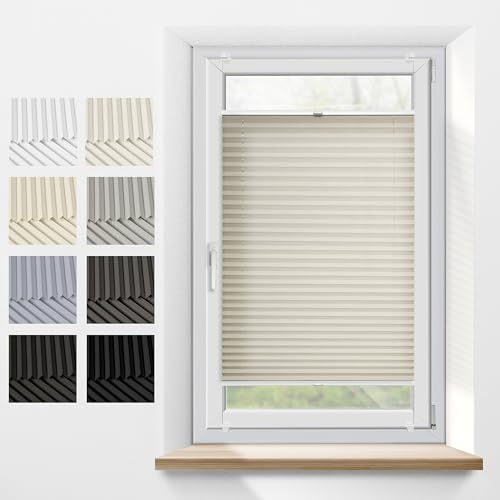 Tuki Systems® Veneziane da Interno – Tende Plissettate su Misura Senza Fori per Finestre e Porte, 23 Colori, Tende per Finestre, Tendine Finestra a Vetro - Larghezza 30-129 cm, Altezza 150-230 cm