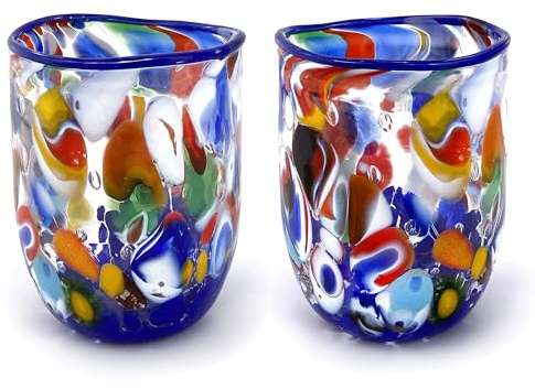 MAZZEGA ART & DESIGN 2 Sonderedition Gläser aus Muranoglas - TINTORETTO (Blu, 2)