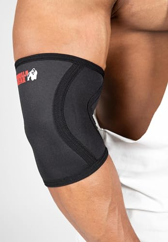 Gorilla Wear Ellenbogenbandagen Bodybuilding 3mm dickes Neopren Fitness Ellenbogenunterstützung (S)