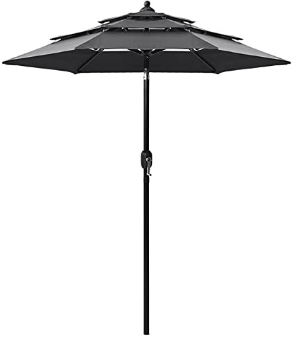 Gecheer Ombrellone a 3 Livelli con Palo in Alluminio Antracite 2 m,Ombrellone da Spiaggia Portatile,Ombrelloni da Giardino,Ombrelloni da Esterno,Ombrelloni da Spiaggia Mare Balcone,#2