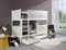 KEF Gabrielle Etagenbett Kinder 80x170 cm - Holz Kinderbett - für Zwei Kinder - Holzbett mit Schubladen - Massivholz Kinder Bett mit Lattenrost - Weiß - mit Matratze - Leiter Links