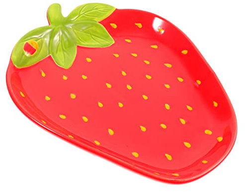 Ciieeo tazón de Fresa de cerámica Platos Decorativos Bandeja de postres decoración tazón de Frutas Cuenco para Servir postres Plato de Comida Multiusos Personalidad Colocar
