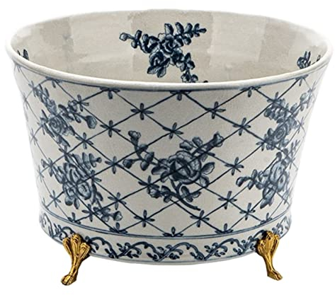 REIFOR Frutero Fruteros De Cocina Cuenco De Fruta De Cerámica Redondo Moderno, Decoración De Mesa para El Hogar, Plato De Fruta, Cuenco para Dulces, Base De Latón Cesta De Frutas