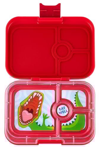 Yumbox Panino - Lonchera Bento a prueba de fugas para niños y adultos (Wow Red Dino), lonchera apta para sándwiches para niños, cierre fácil de abrir, ligero, compacto