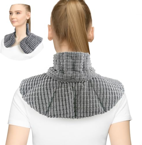 Aroma Season Microwave Heat Pad for Neck and Shoulders, Microwavable Heat Pad, Heated Neck Warmer with Flax Seeds, Heat Therapy, Gifts for Family, Friends (Grey)