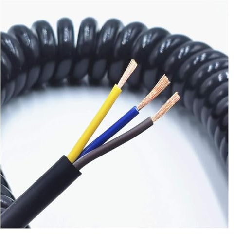 cavo a molla, cavo a spirale, Cavo a spirale telescopico a molla Filo a molla a 3 nuclei, Cavo elettrico a spirale, Cavo di alimentazione nero Cavo estensibile, 0,5 quadrati 2,5 m 5 m 7,5 m, ( Color :