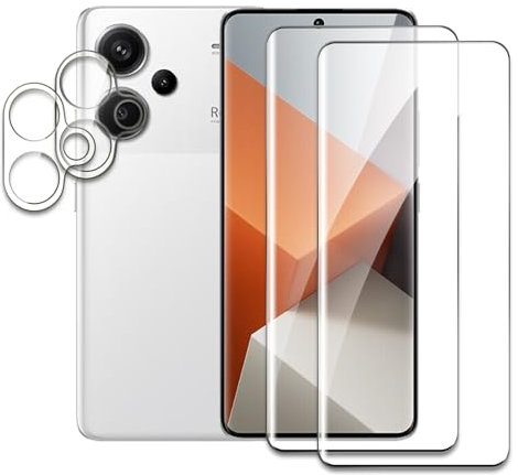 AKLPP [2+2 Piezas] Protector de Pantalla para Xiaomi Redmi Note 13 Pro Plus, con Protector de Lente de cámara Funda Amistoso, Dureza 9H Cristal Vidrio Templado, Anti-Arañazo, HD 5D Cobertura Completa