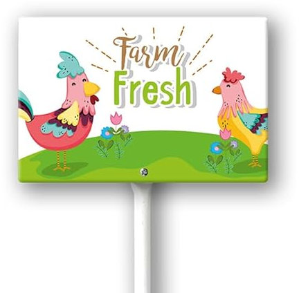 Geroclonup Panneau de jardin en aluminium avec piquet Farm Fresh (30,5 x 20,3 cm) - Prise de rouille - Résistant aux intempéries - Décoration de jardin - Cadeau pour homme et femme