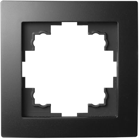 McPower Rahmen Flair 1-fach | Abdeckrahmen für Lichtschalter & Steckdosen | matt schwarz | 81x81 mm | Designrahmen Kunststoff | IP20 | Innenbereich