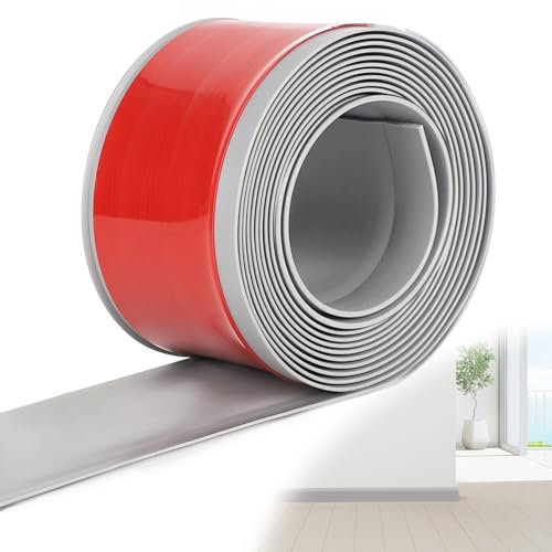 DBREAKS 10cm*5m Rodapies Autoadhesivo PVC, Zócalos decorativos Adhesivo, Rodapié blando de PVC, Flexible Rodapie Cocina y Baño, Listón de PVC blando autoadhesivo(Antracita)