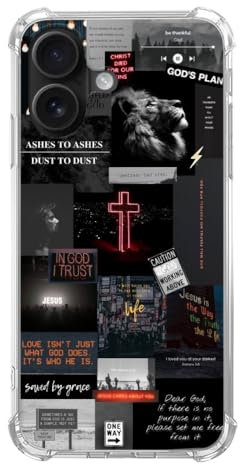 Pvflefkr Christian Aesthetic Phone Case Compatible with iPhone 16, Bibilical Faith Phone Case for iPhone 16, Cool TPU Bumper Phone Case Cover