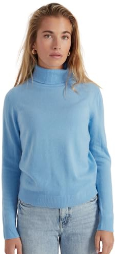 Style & Republic Damen Rollkragenpullover aus 100% Kaschmir, Slim-Fit-Passform, stilvoller Premium-Cashmere-Strickpullover für Herbst und Winter, blau S