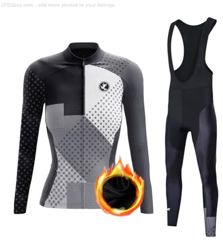 UGLY FROG 2024 Damen Langarm Radsportanzüge Radtrikot Kleidung Langärmeliges Fahrradtrikot mit Thermofleecefutter Radhose mit Sitzpolster Winter
